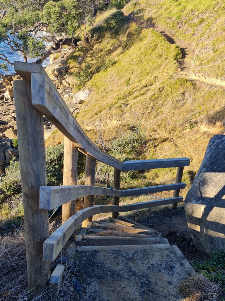 Staircases on the Waipu Coastal Walkway track.