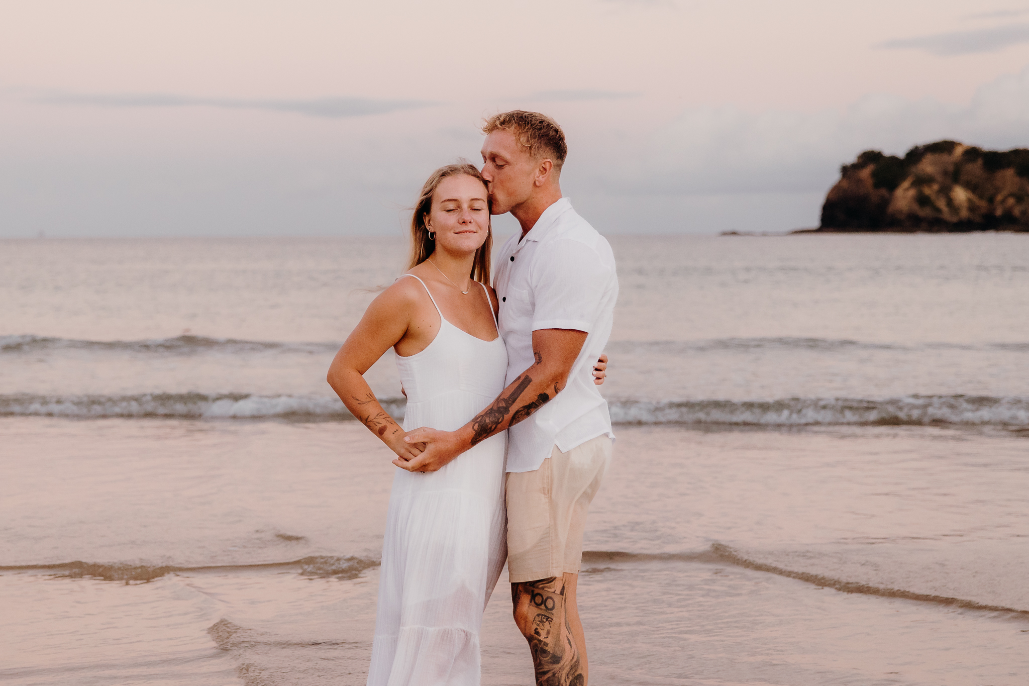 Engagement session for a young couple at Matapouri Beach taken by Whangarei Photographer Tracey Morris